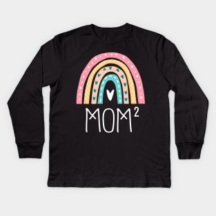 Funny Mom2 Rainbow Gifts Twin Mom Mama Of Two Kids Long Sleeve T-Shirt